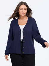 Button Front Ribbed Knit Cardigan