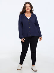 Button Front Ribbed Knit Cardigan