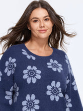 Floral Jacquard Crew Neck Pullover