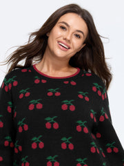 Supersoft Cherry Jacquard Crew Neck Pullover