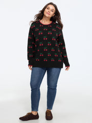 Supersoft Cherry Jacquard Crew Neck Pullover