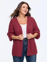 V Neck Open Front Waffle Knit Cardigan