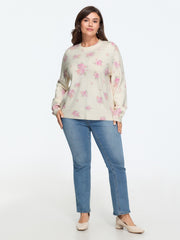 Supersoft Floral Print Crew Neck Pullover