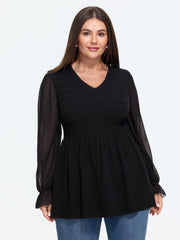 Supersoft V Neck Chiffon Sleeve Pullover