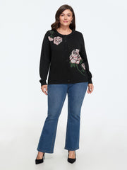 Rose Floral Jacquard Button Front Cardigan