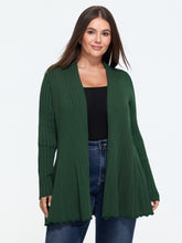 Flared Hem Ribbed Open Front Cardigan