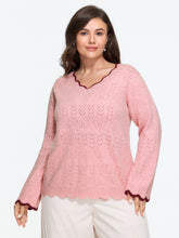 Scallop V Neck Cut Out Pullover