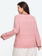 Scallop V Neck Cut Out Pullover