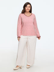 Scallop V Neck Cut Out Pullover