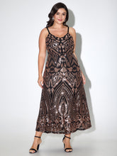 Sequin V Neck Spaghetti Strap Maxi Dress