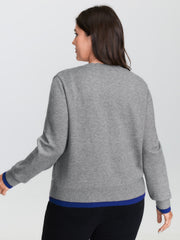 2-in-1 Color Contrast Ribbed Hem Knit Cardigan