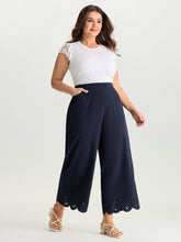 Cut-Out Embroidered Hem Plain Pants
