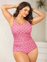 Geometric Print Ruched One-Piece Swimsuit