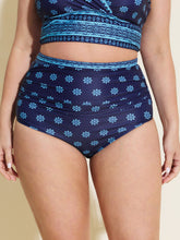 Geometric Print Contrast Swim Bottoms