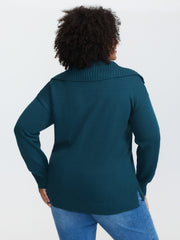 Stretchy Half-Zipper Pockets Collared Pullover