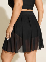Sheer Overlap Waistband Hips Coverage Swim Skirt