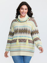 Jacquard Boho Print Turtleneck Pullover