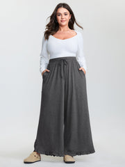 Supersoft Drawstring Waist Ruffled Hem Pants