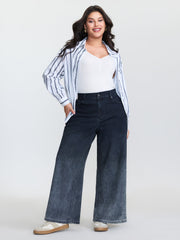 Stretchy Mid Rise Wide Leg Jeans