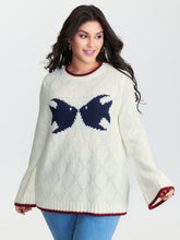 Romantic Fish Pattern Jacquard Textured Pullover
