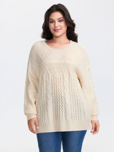 Textured Contrast Drop Shoulder Pullover