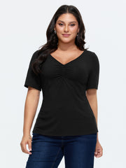 Back Cross-Tie Ruched Front Knit Top