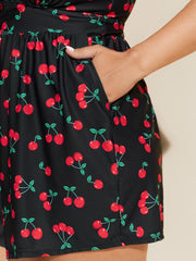 Cherry Print Adjustable One-Piece Swimsuit