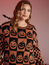 Creepy Pumpkins Jacquard Blended Yarn Pullover