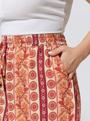 Floral Striped Print Drawstring Shorts