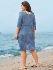 Hollowed-Out Fringe Swim Cover-Up