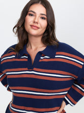 Supersoft Stripes Polo Collar Pullover