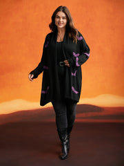 Supersoft Essentials Halloween Bat Pattern Lapel Collar Cardigan