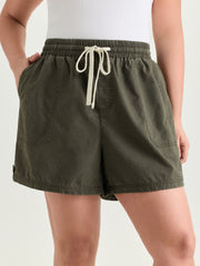 Cotton Washed And Distressed Straight-Leg Shorts