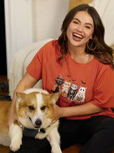 Cute Mummy Ghost Skeleton Cat Print Casual T‑Shirt