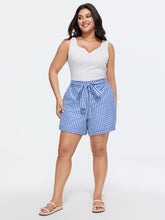 Check Print Bow-Tie Waist Shorts