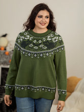 Cat Pattern Fair Isle Crew Neck Pullover