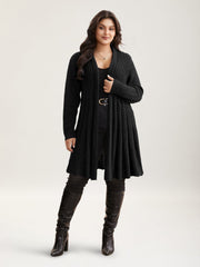 Textured Kimono Collar Long Cardigan