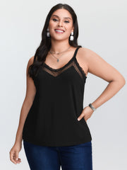 Sheer Lace Cut-Out Tank Top