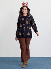 Gingerbread Holiday Jacquard Round Neck Pullover