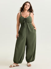 Ruched Adjustable Drawstring Bust Cuffed Jumpsuit