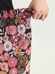 Supersoft Bright Floral Print Wide-Leg Pants