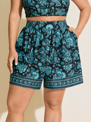 Paisley Print Pockets Swim Bottoms