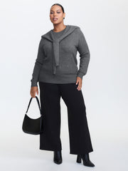 Detachable Shawl Round Neck Pullover