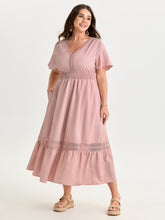 Lace Cinched-Waist V-Neckline Maxi Dress