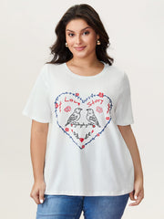 Pure Cotton Love Notes Round Neck T-Shirt