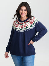 Fair-Isle Floral Pattern Pullover