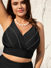 Embroidered Surplice Neck Adjustable Swim Top