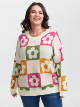 Supersoft Multicolor Floral Patchwork Jacquard Pullover