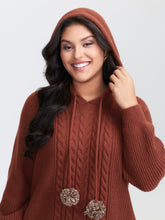 Cableknit Raglan Sleeve Hooded Pullover