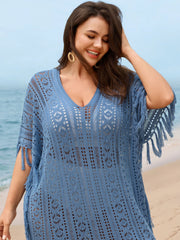 Hollowed-Out Fringe Swim Cover-Up